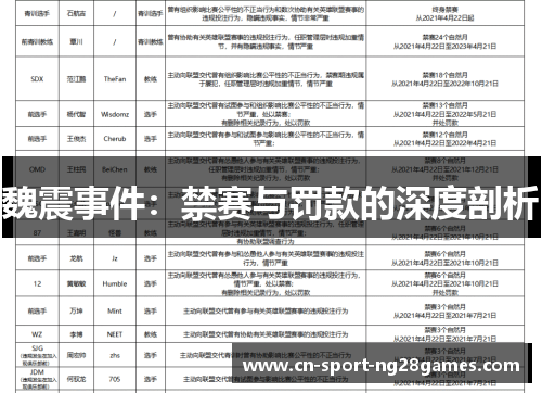 魏震事件：禁赛与罚款的深度剖析